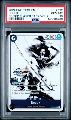 2024 ONE PIECE CHAMPIONSHIP 2024 TOP PLAYER PACK VOL.2 #092 BROOK PSA 10 - Image 1