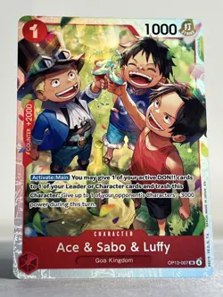 One Piece TCG OP13 Carrying On His Will OP13-007 Ace & Sabo & Luffy SR NM EN - Image 1