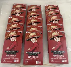 Lot of 15 One Piece TCG OP-13 Carrying On His Will Sleeved Booster Pack SEALED - Image 1