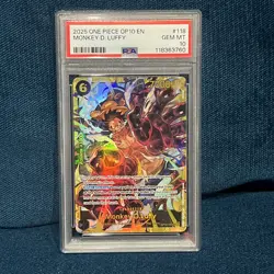Monkey D. Luffy PSA 10 OP10-118 Secret SEC 2025 One Piece OP10 Royal Blood - Image 1