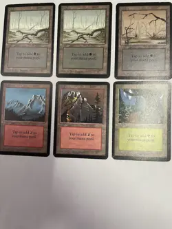 MTG Alpha Basic Lands Lot - 6 Cards Total LP/MP Mountain Swamp Forest - Image 1
