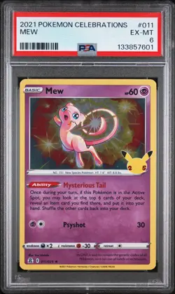 2021 Pokemon Celebrations #011 Mew PSA 6 - Image 1