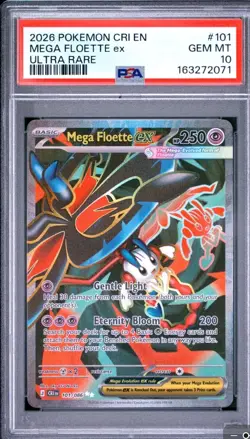 Mega Floette EX 101/086 Full Art Holo Basic 250 HP English Psa 10 Low Pop - Image 1