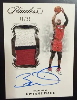 2018-19 PANINI FLAWLESS DWYANE WADE 01/25 PATCH ON-CARD AUTO #VP-DWD HEAT - Image 1