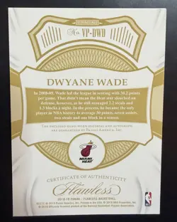 2018-19 PANINI FLAWLESS DWYANE WADE 01/25 PATCH ON-CARD AUTO #VP-DWD HEAT - Image 2