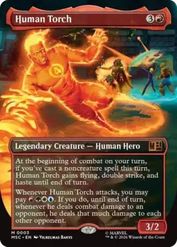 ~ Human Torch (Borderless) ~ NM ~ Commander: Marvel Super Heroes ~ MTG ~ - Image 1