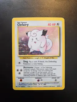 Pokemon TCG Clefairy Base Set Holo Unlimited Rare Card 5/102 MP Condition - Image 1