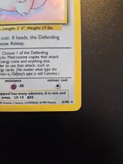 Pokemon TCG Clefairy Base Set Holo Unlimited Rare Card 5/102 MP Condition - Image 4