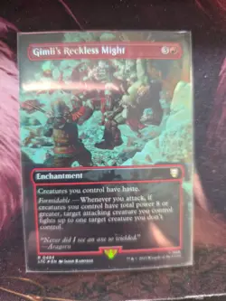 Gimli's Reckless Might (Borderless) Lord of the Rings FOIL - MTG RARE - Image 1