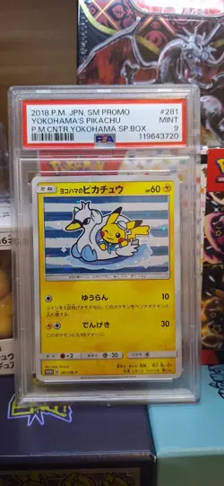 2018 Pokemon Yokohama's Pikachu PSA 9 281/SM-P Japanese Pokemon Center Promo - Image 1