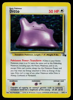 Pokemon Card - Ditto Fossil 3/62 Holo Rare - Image 1