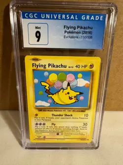Pokemon 2016 Flying Pikachu Evolutions 110/108 CGC 9 Blue Slab - Image 1