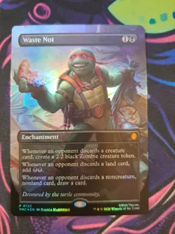 MTG Waste Not Pizza Box Promo Unplayed Mint Borderless Foil TMNT - Image 1