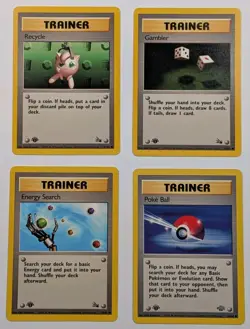 1st Edition Trainer Card Lot - Fossil Jungle - Pokemon WOTC 1999 - 4 Cards - Image 1