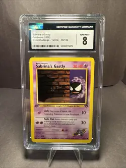 Pokemon Sabrina’s Gastly First Edition 2000 Gym Challenge CGC 8 MINT - Image 1
