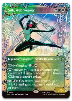 Silk, Web Weaver (Borderless) #215 (Foil) (NM) Spider-Man SPM Magic MTG - Image 1