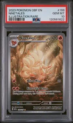 2023 POKEMON OBF EN-OBSIDIAN FLAMES ILLUSTRATION RARE #199 NINETALES PSA 10 - Image 1