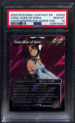 MTG Yuna, Hope of Spira Borderless Surge Foil PSA 10 - Image 1