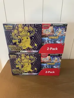 (2 BOXES) Pokemon Surging Sparks ETB + Booster Bundle Costco 2-pack - SEALED! - Image 1
