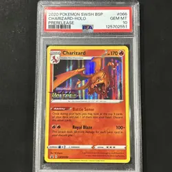 2020 Pokemon SWSH BSP Charizard Holo Prerelease #066 PSA 10 - Image 1