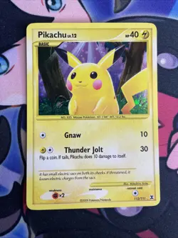 Pokemon TCG Pikachu 112/111 Rising Rivals Secret Rare Holo LP+ SWIRL - Image 1