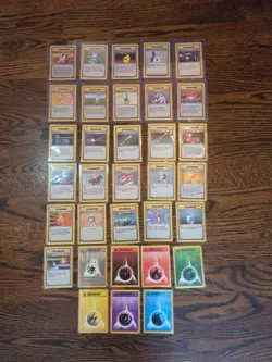 Vintage Pokemon Complete Set - Trainers & Energies - 33 card Lot Base Set WOTC - Image 1