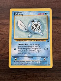 Pokemon TCG Poliwag Base Set 2 88/130 Unlimited Common Card WOTC Played MP - Image 1