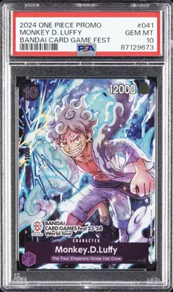 2024 ONE PIECE PROMOS BANDAI CARD GAMES FEST #041 MONKEY D. LUFFY PSA 10 - Image 1