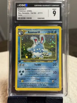 CGC 9 MINT Azumarill 2/111 Holo 1st Edition 2000 Pokemon Neo Genesis - Image 1