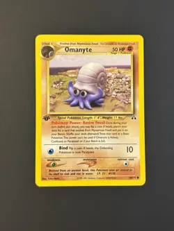 Wizards Pokemon TCG Omanyte 60/75 Neo Discovery Regular Common 1st Ed HP50 - Image 1