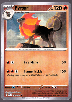 Pyroar 016/131 Poke Ball Holo Prismatic Evolutions Pokemon TCG Card NM - Image 1