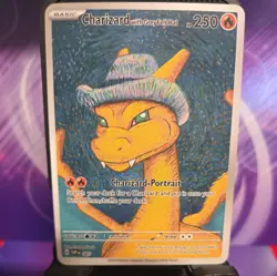 Charizard with Grey Felt Hat Pokemon x Van Gogh DIY Custom ACG Fan Art Card - Image 1