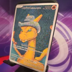 Charizard with Grey Felt Hat Pokemon x Van Gogh DIY Custom ACG Fan Art Card - Image 3