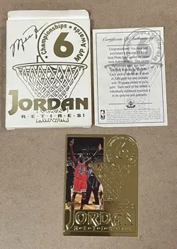 1999 UPPER DECK JORDAN RETIRES! GOLD CARD 22 KT - MICHAEL JORDAN #D 5562/24500 - Image 3
