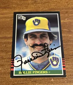 1985 Donruss Rollie Fingers Autographed Card Brewers - Image 1