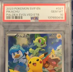 Pokemon Pikachu #27 SVP Paldea Evolved ETB Promo Card English PSA 10 - Image 3