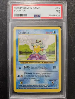 Pokemon PSA 7 Base Set Squirtle 63/102 NM - Image 1