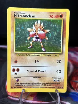 Pokemon TCG Hitmonchan Base Set Holo Unlimited Rare Card 7/102 - Image 1