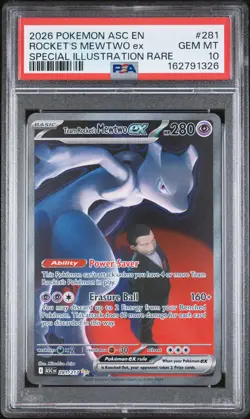2026 POKEMON ASC EN-ASCENDED HEROES #281 TEAM ROCKET'S MEWTWO EX PSA 10 - Image 1