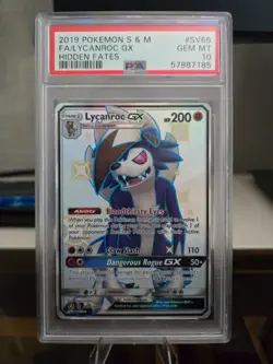 2019 Pokemon Hidden Fates Shiny Vault Lycanroc GX SV66/SV94 PSA 10 - Image 1