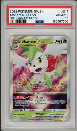 2022 Pokemon SWSH Brilliant Stars Shaymin VStar #014 PSA 10 - Image 1