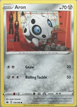 Aron #109/198 SWSH06: Chilling Reign Common - Pokemon TCG Near Mint - Image 1