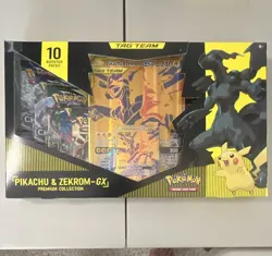 Pokemon TCG Pikachu & Zekrom-GX Premium Collection Box 10 Booster Packs - Image 1