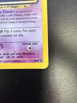 Celebi 3/64 Neo Revelation Holo Rare Unlimited Edition English 2001 - Image 4