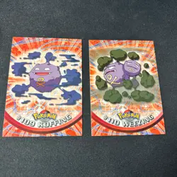 Koffing #109 & Weezing #1110 TV Animation Edition TOPPS Pokemon Blue Logos NM - Image 1