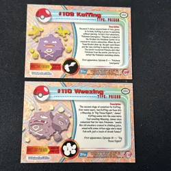 Koffing #109 & Weezing #1110 TV Animation Edition TOPPS Pokemon Blue Logos NM - Image 2