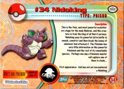 1999 Topps Pokemon Blue Logo Nidoking - Image 2
