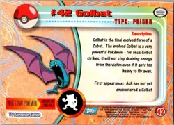 1999 Topps Pokemon Blue Logo Golbat - Image 2