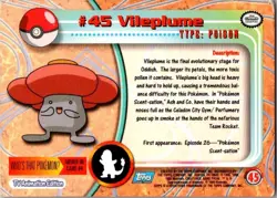 1999 Topps Pokemon Blue Logo Vileplume - Image 2