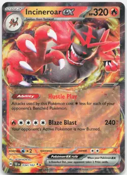 Incineroar ex 034/162 Double Rare Temporal Forces Pokemon Holo Near Mint - Image 1
